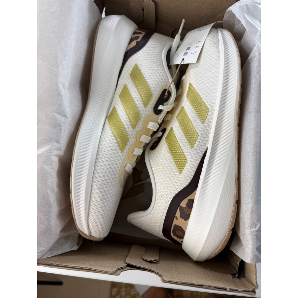 Adidas Runfalcon 3.0 W Womens‎ Running Shoes White Gold Leopard Size 8 New Box - Picture 10 of 11